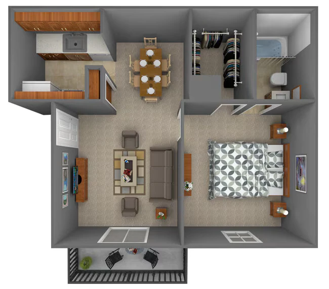 1BR 1BA 1A-VL 1309 floor plan